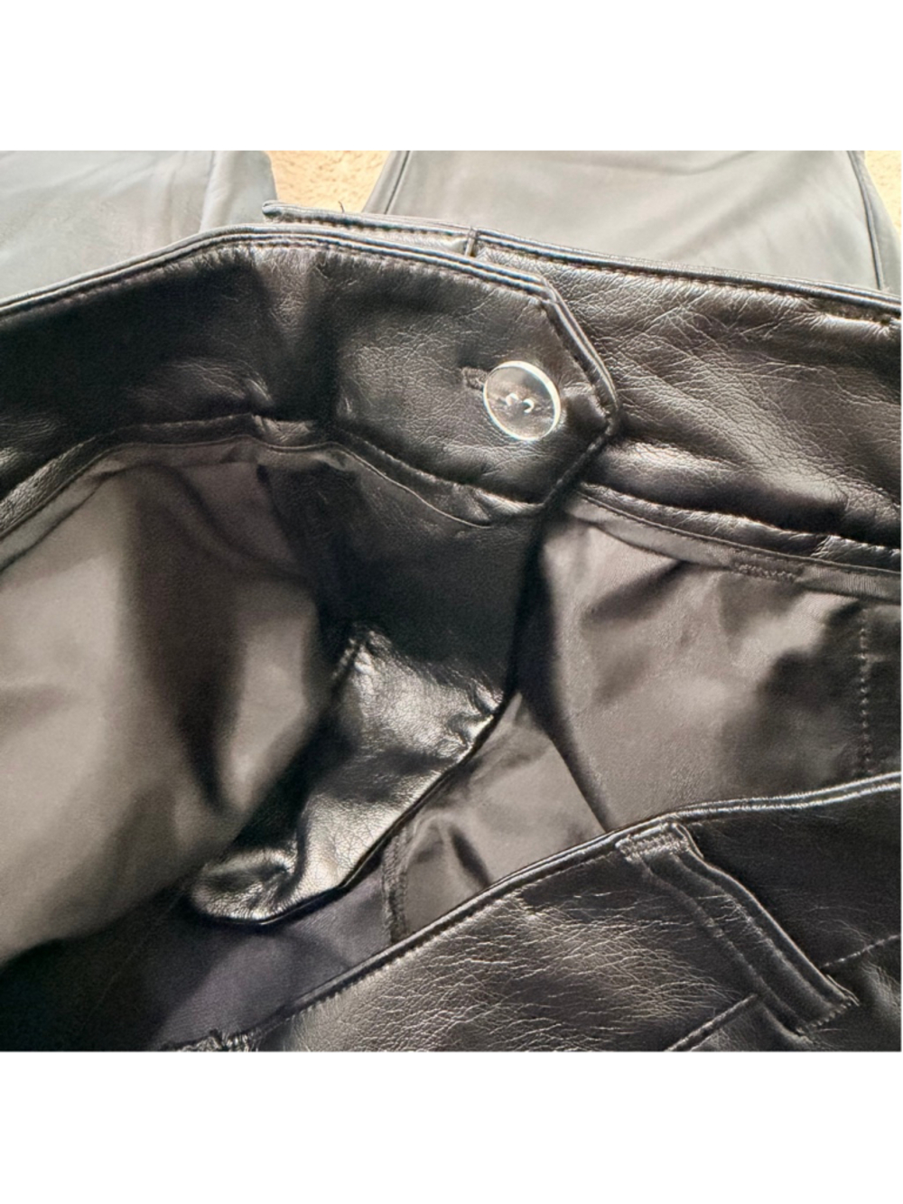 AMERICAN TALL Black Faux Vegan Leather High Rise Pants Women's Size 12 XT - Picture 8 of 13